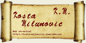 Kosta Milunović vizit kartica